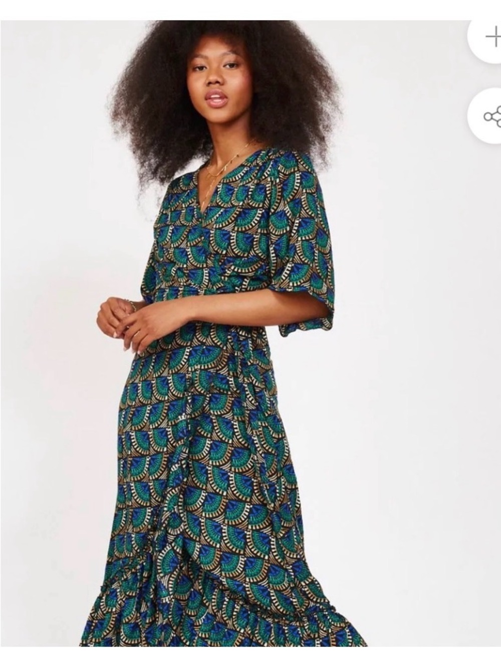 Silk and Salt Journey Maxi Wrap Dress in African Peacock Print